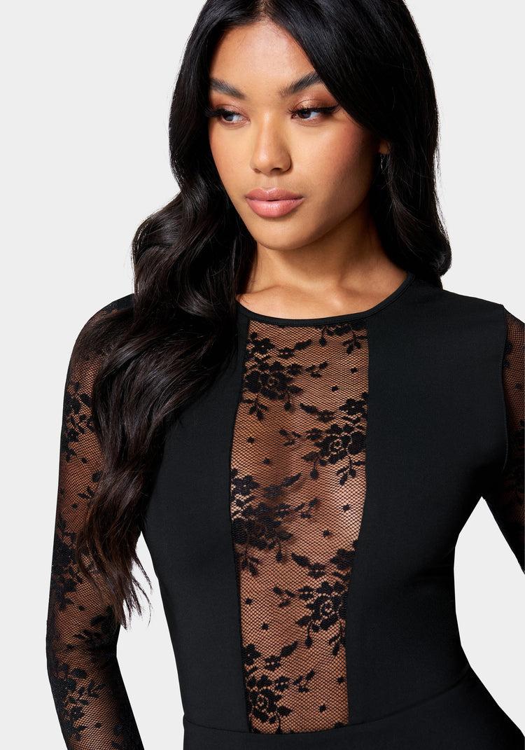 Bebe Lace Inset Midi Dress