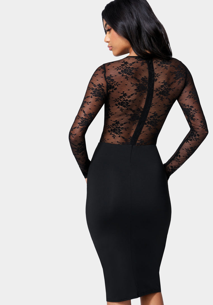 Bebe Lace Inset Midi Dress