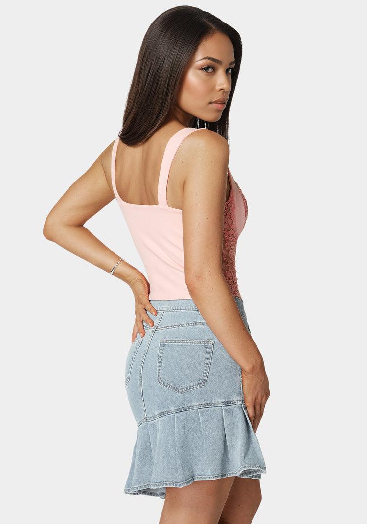 Bebe Lace Sweetheart Top