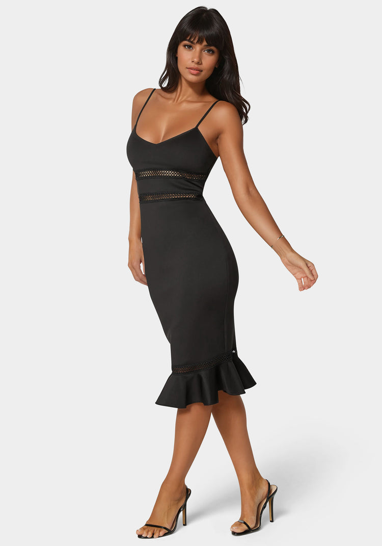 Bebe Lace Trim Flounce Dress