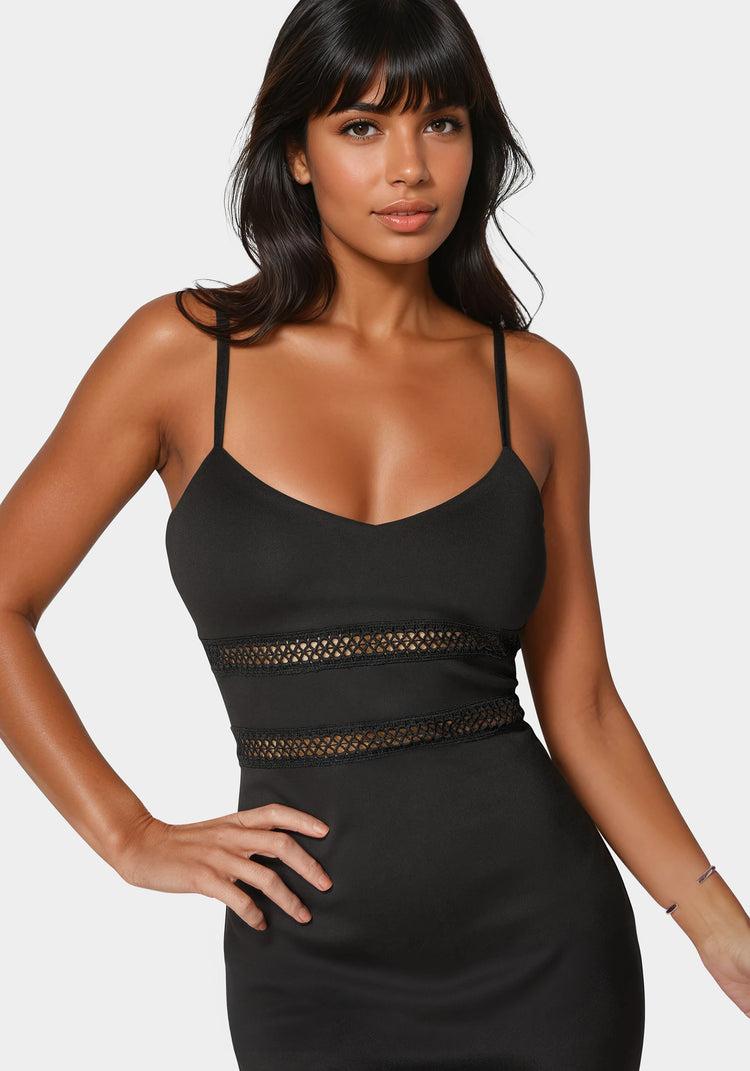 Bebe Lace Trim Flounce Dress