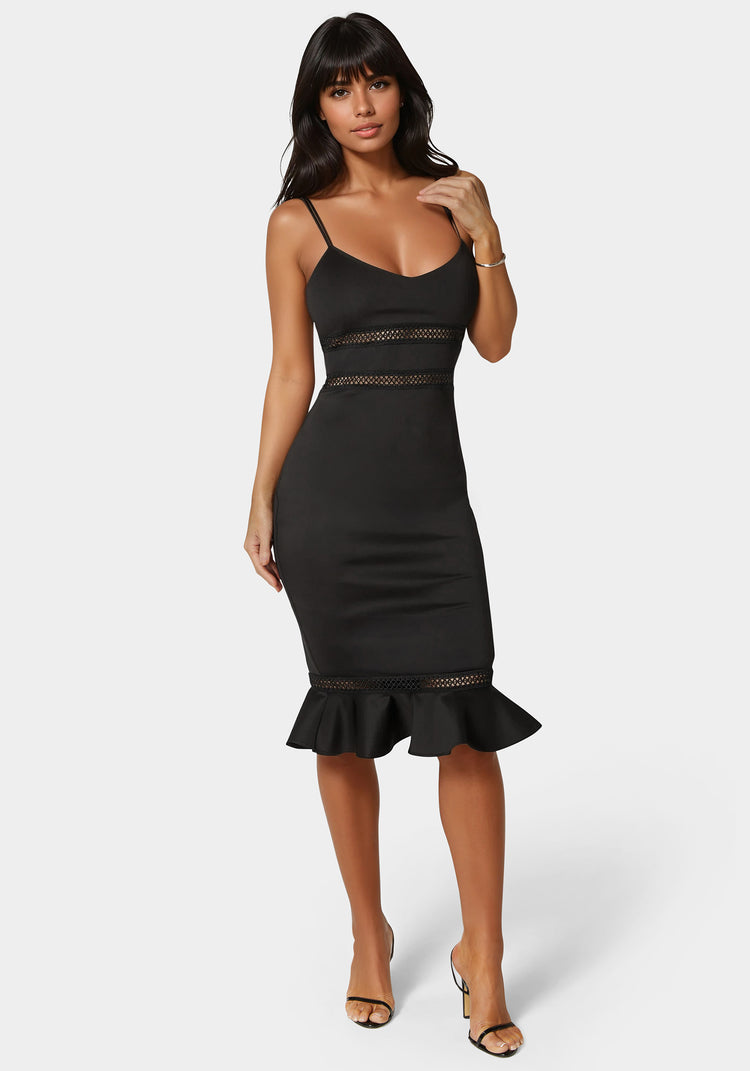 bebe Lace Trim Flounce Dress