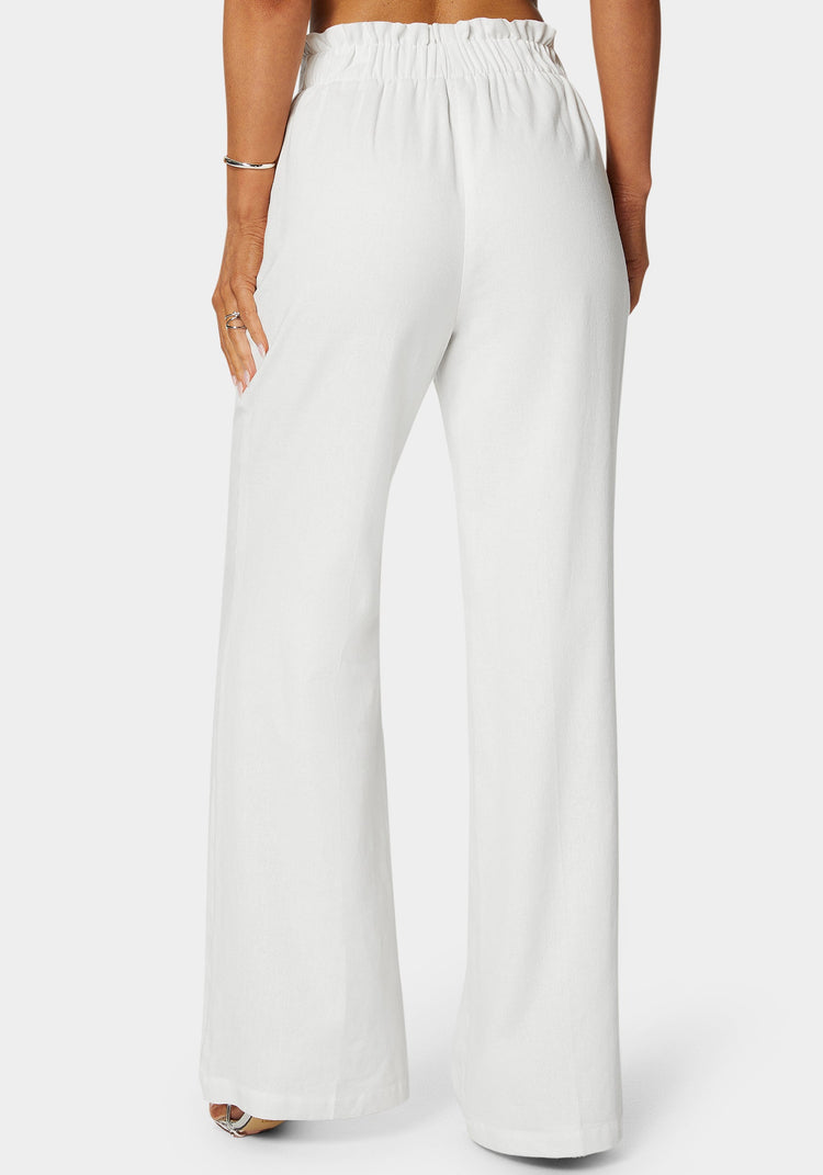 Bebe Linen High Waist Palazzo Leg Pant