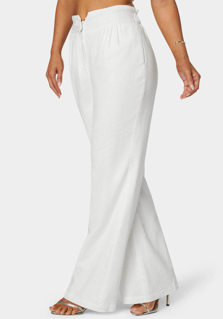 bebe Linen High Waist Palazzo Leg Pant