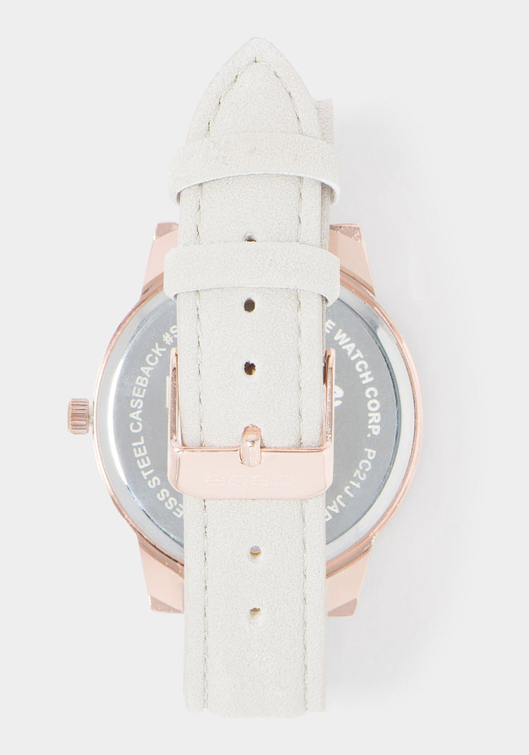 Bebe Logo Strap Crystal Watch