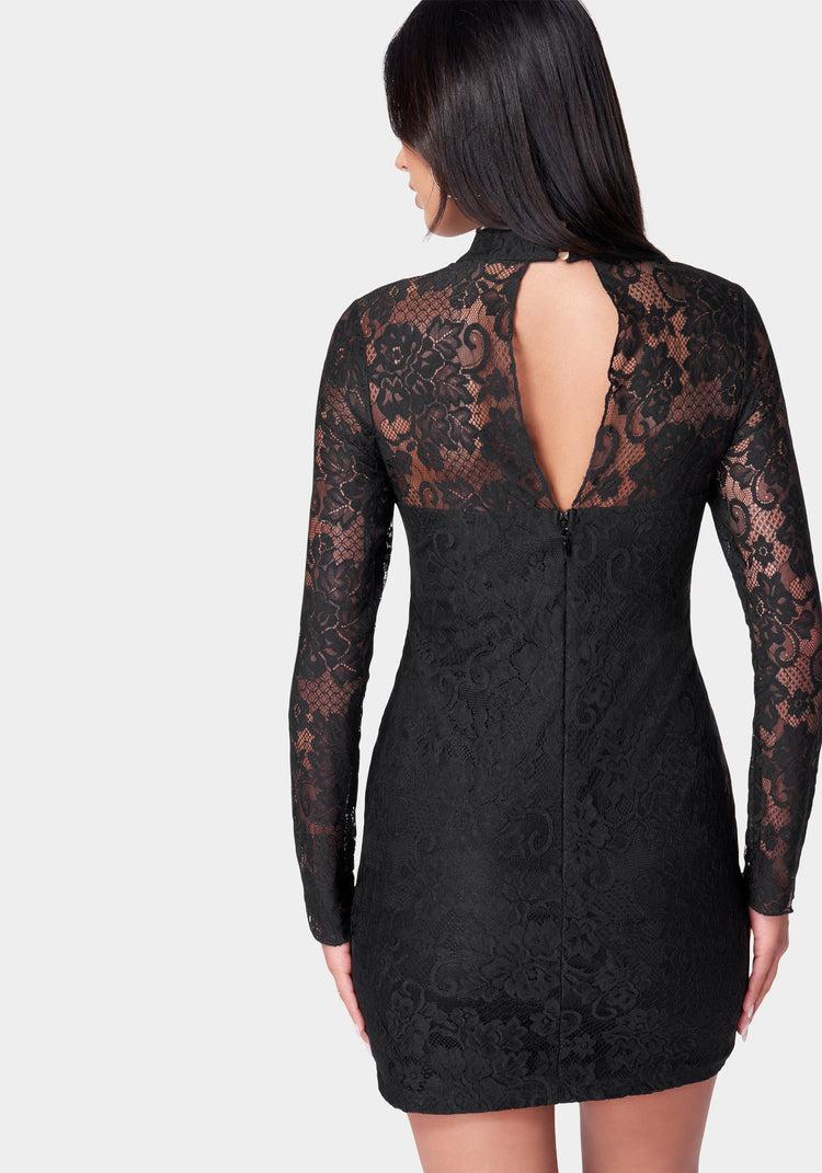 Bebe Long Sleeve Lace Mini Dress