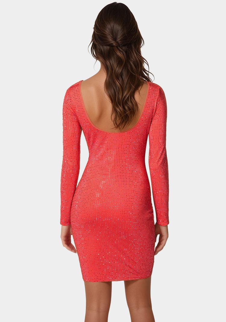 Bebe Longsleeve Crystal Midi Dress