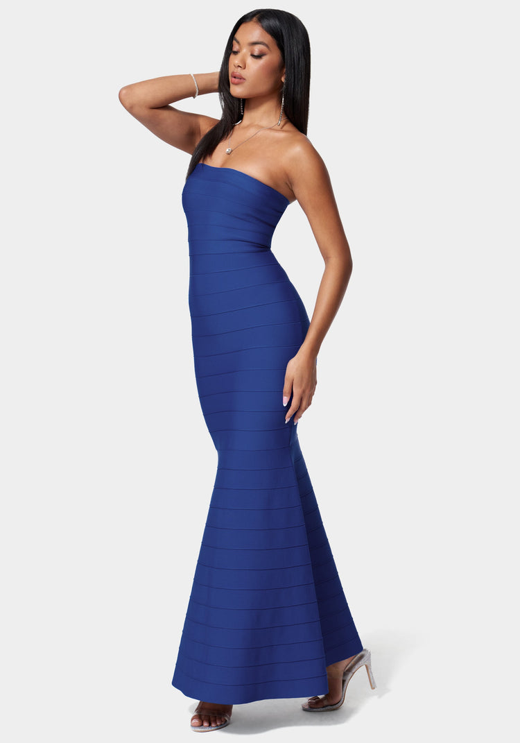Bebe Luxe Bandage Strapless Gown