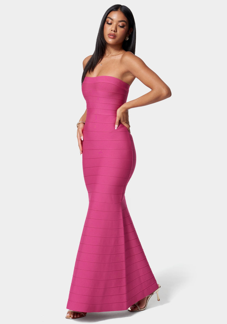 Bebe Luxe Bandage Strapless Gown