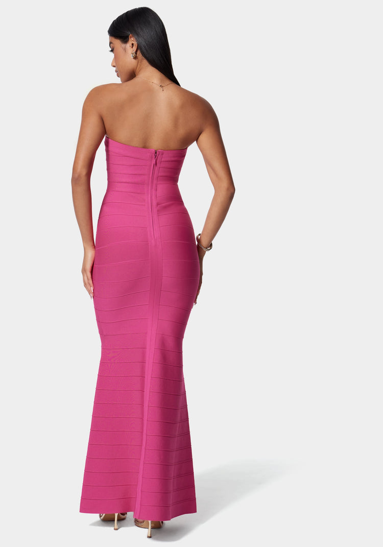 Bebe Luxe Bandage Strapless Gown