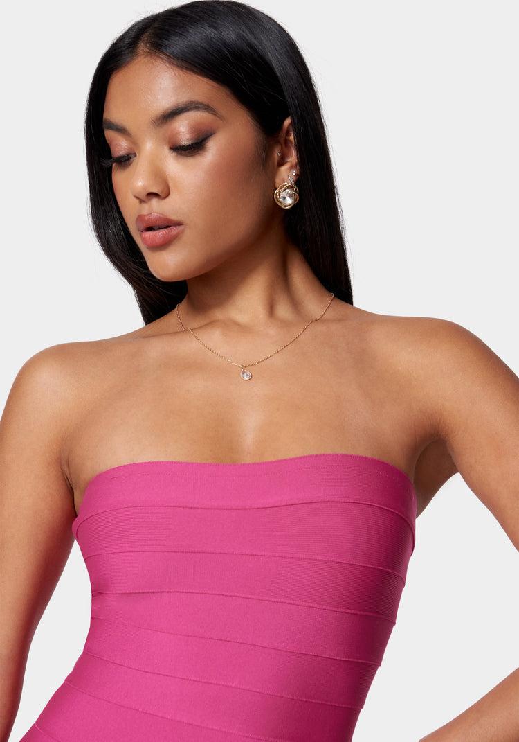 Bebe Luxe Bandage Strapless Gown
