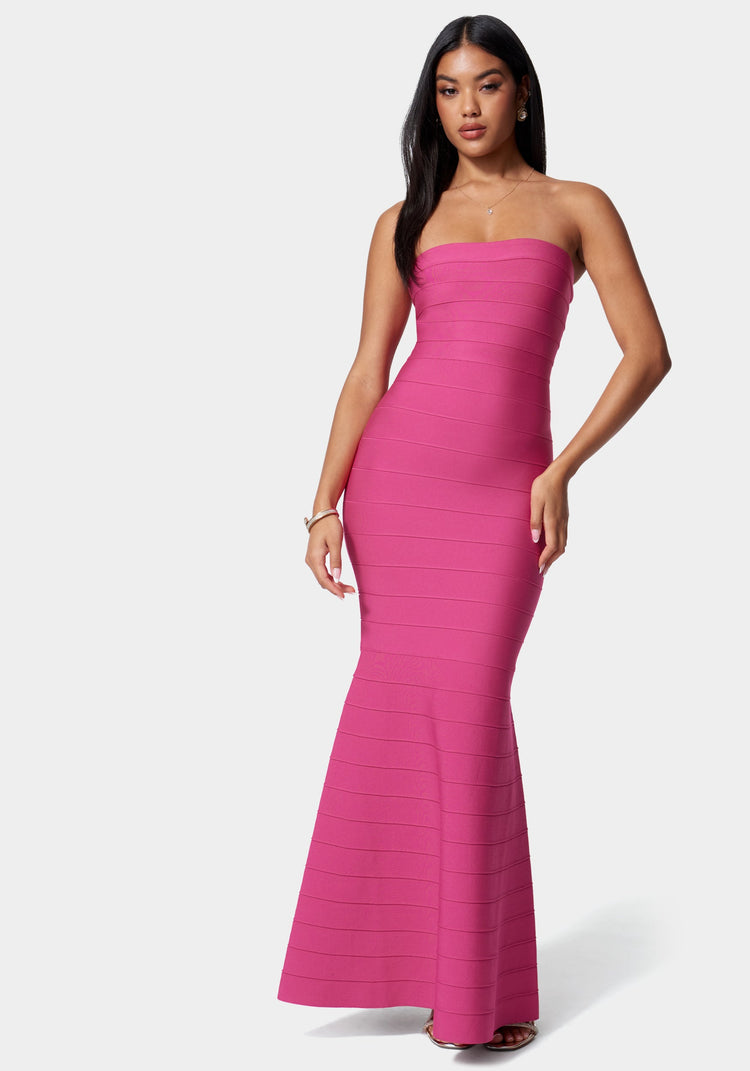 bebe Luxe Bandage Strapless Gown