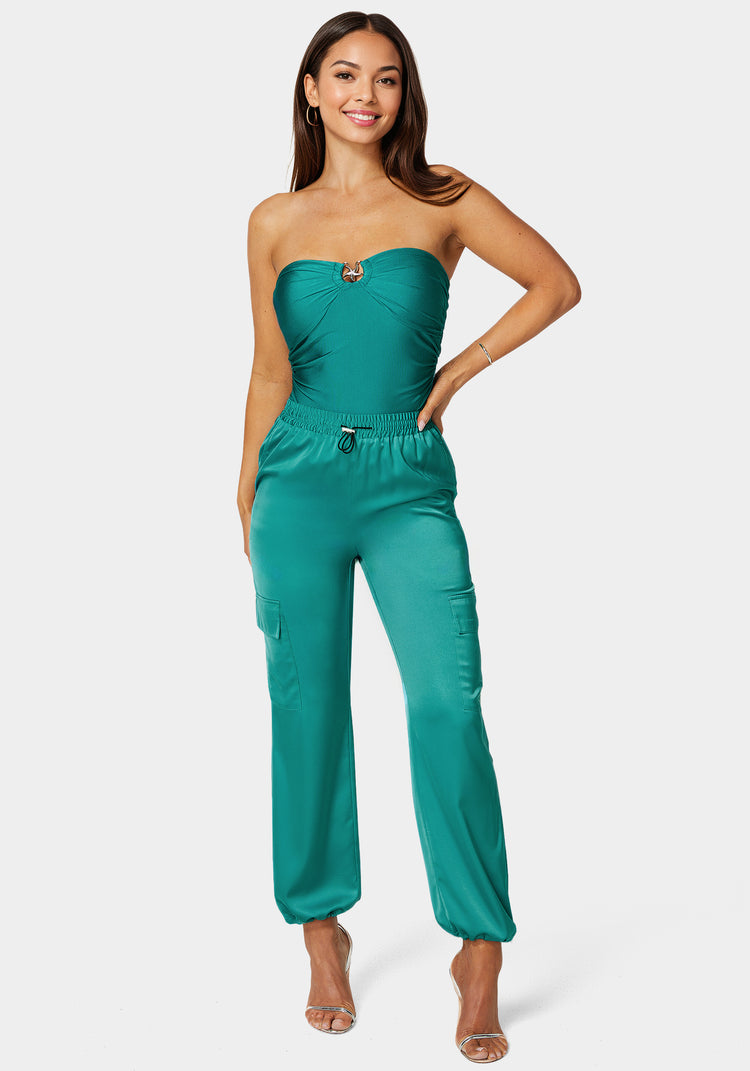 Bebe Luxe Satin Cargo Jogger