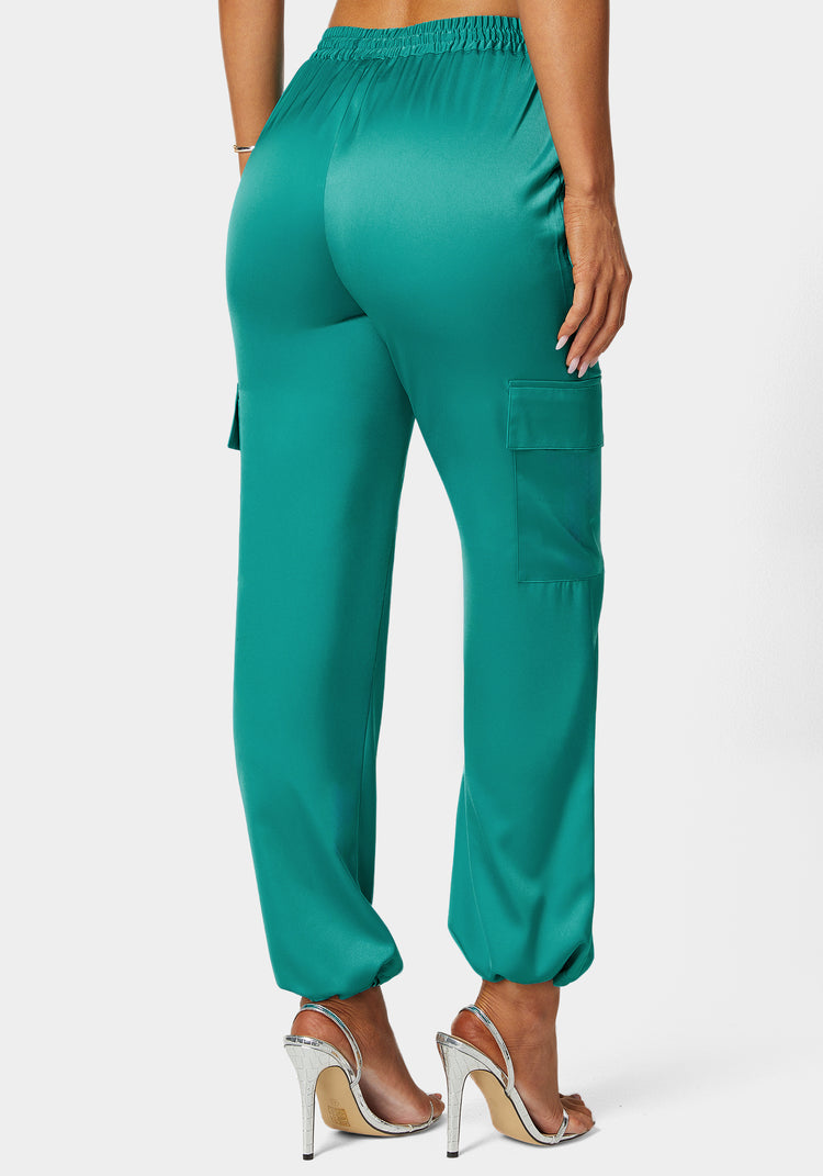 Bebe Luxe Satin Cargo Jogger
