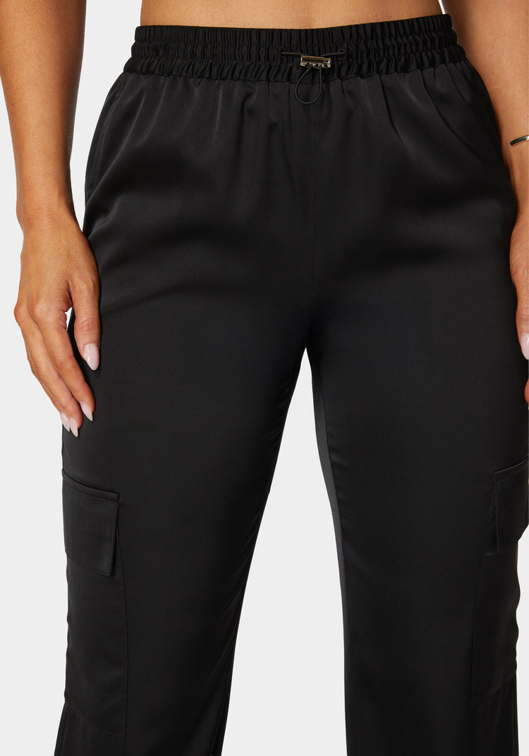 Bebe Luxe Satin Cargo Jogger