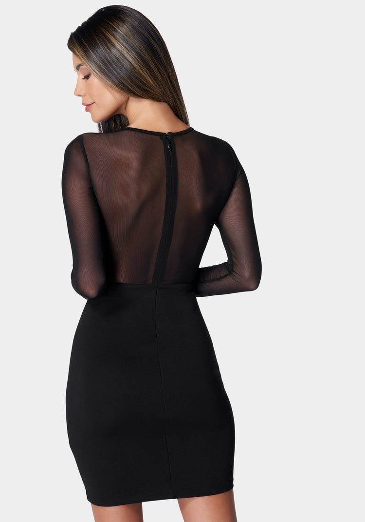 Bebe Mesh & Lace Illusion Dress