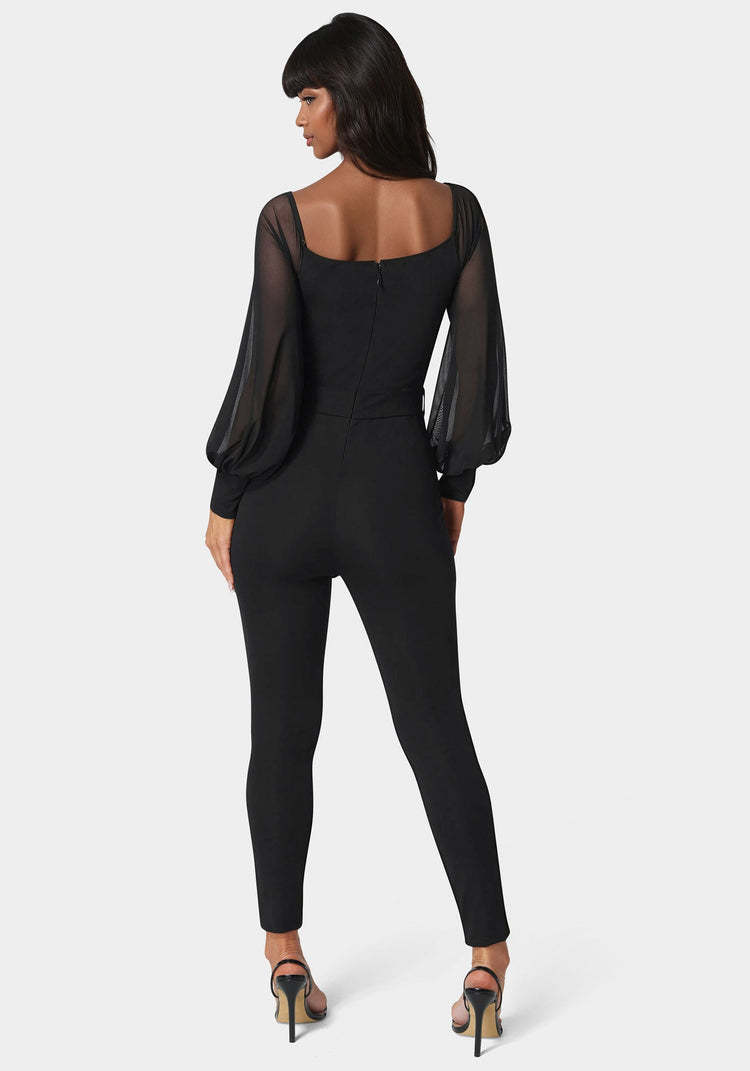 Bebe Mesh Off Shoulder Catsuit