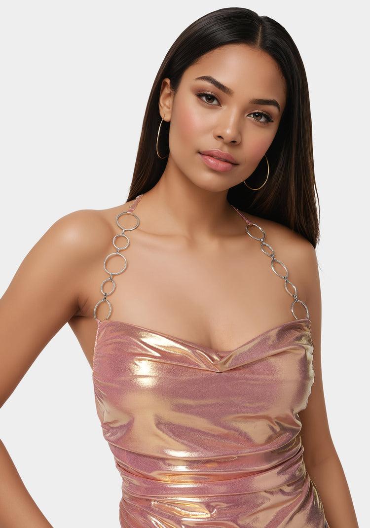 Bebe Metallic Handkerchief Top