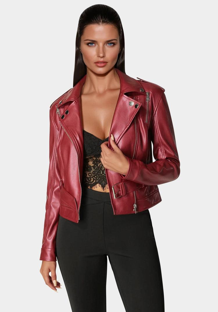 bebe Metallic Vegan Leather Moto Jacket