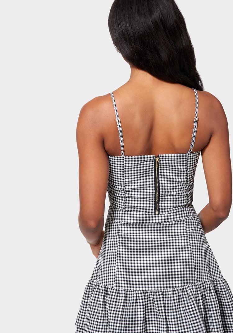 Bebe Mini Gingham Ruched Front Cami
