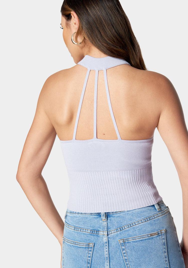 Bebe Mock Neck Halter Sweater