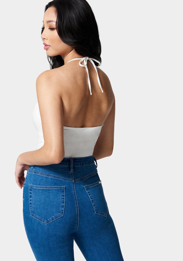 Bebe Multi Keyhole Halter Top