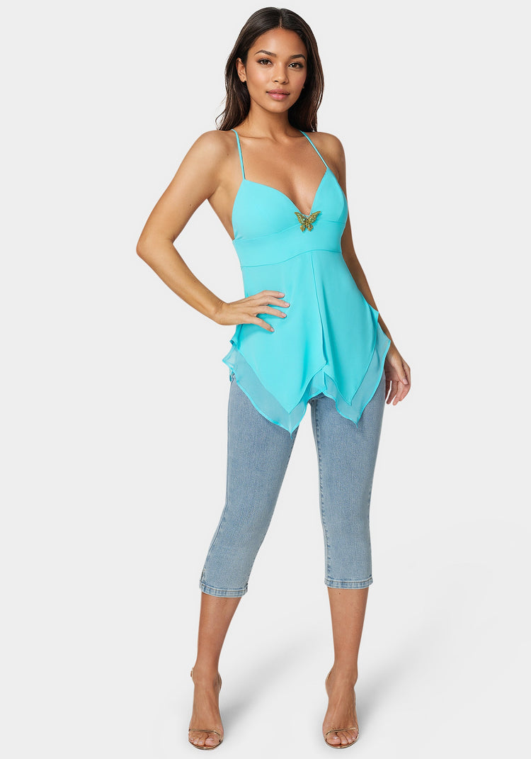 Bebe Natural Waist Denim Capri