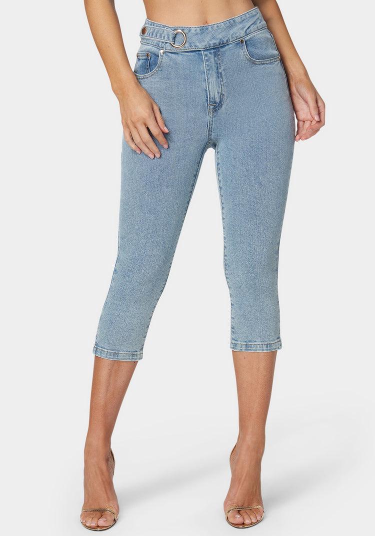 bebe Natural Waist Denim Capri