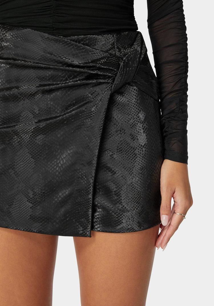 Bebe Natural Waist Embossed Vegan Leather Skort