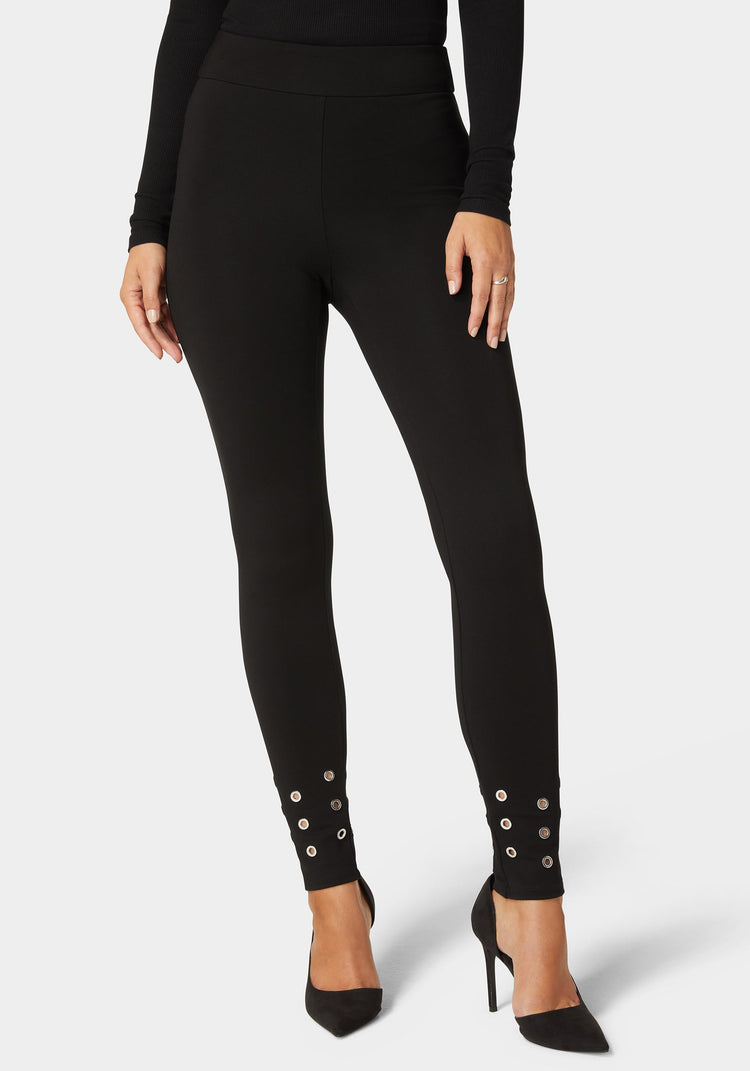 bebe Natural Waist Grommet Detail Knit Legging