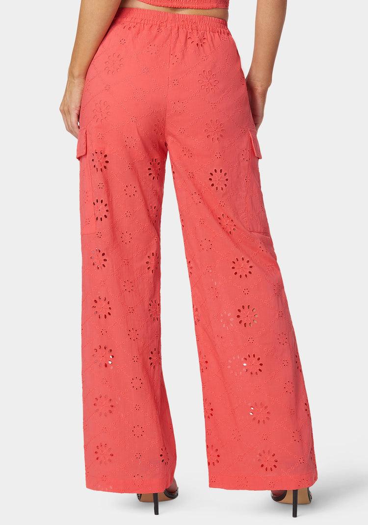 Bebe Natural Waist Palazzo Leg Cargo Pant