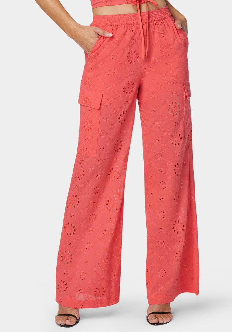 bebe Natural Waist Palazzo Leg Cargo Pant