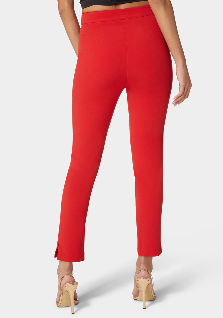 Bebe Natural Waist Side Tab Skinny Leg Twill Pant