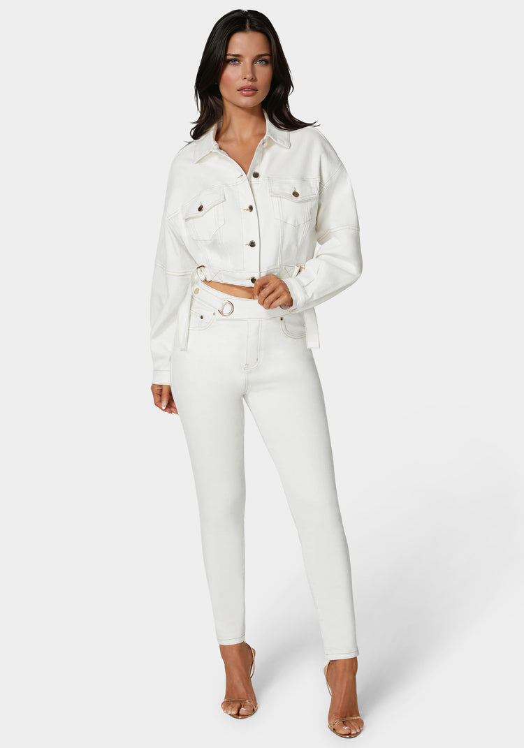 Bebe Natural Waist Tab Detail Skinny Jeans