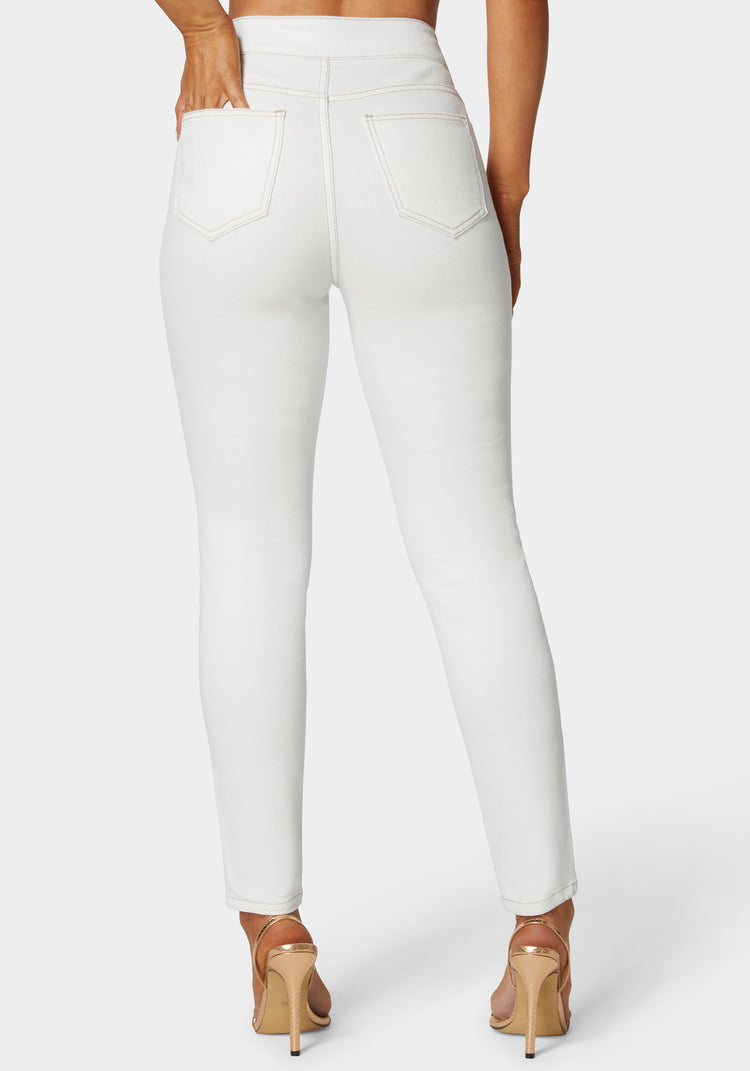 Bebe Natural Waist Tab Detail Skinny Jeans
