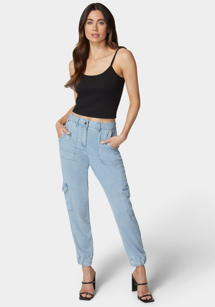 Bebe Natural Waist Utilitarian Tencel Jogger Pant