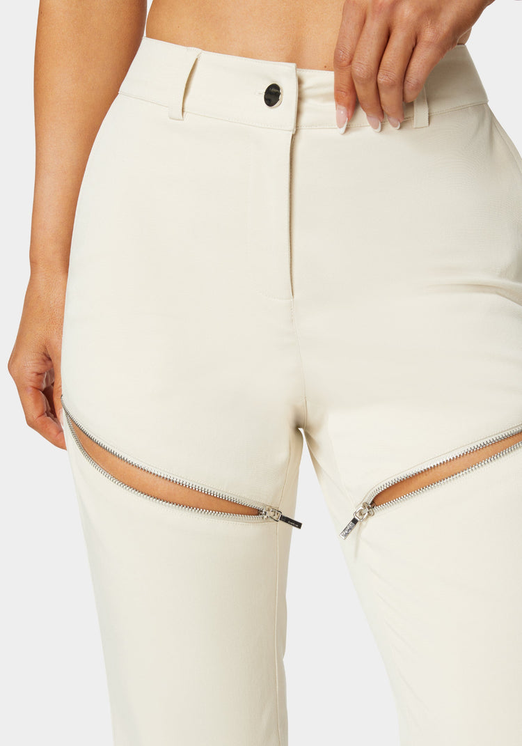 Bebe Natural Waist Zipper Detail Mini Bootcut Pant