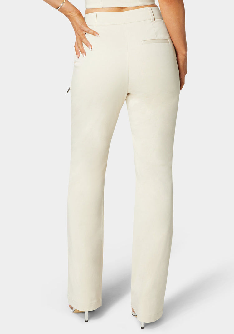 Bebe Natural Waist Zipper Detail Mini Bootcut Pant