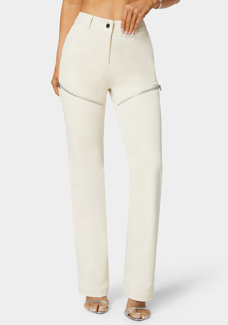 bebe Natural Waist Zipper Detail Mini Bootcut Pant