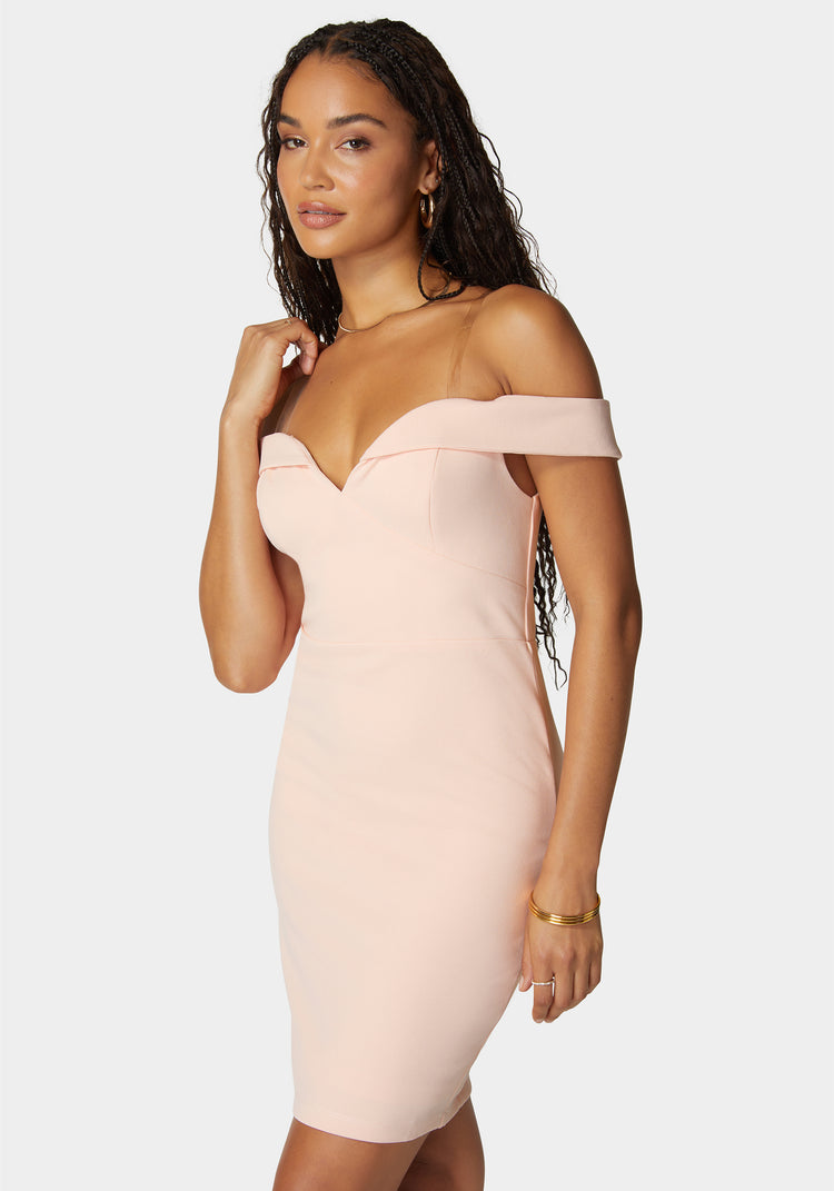 Bebe Off Shoulder Knit Dress