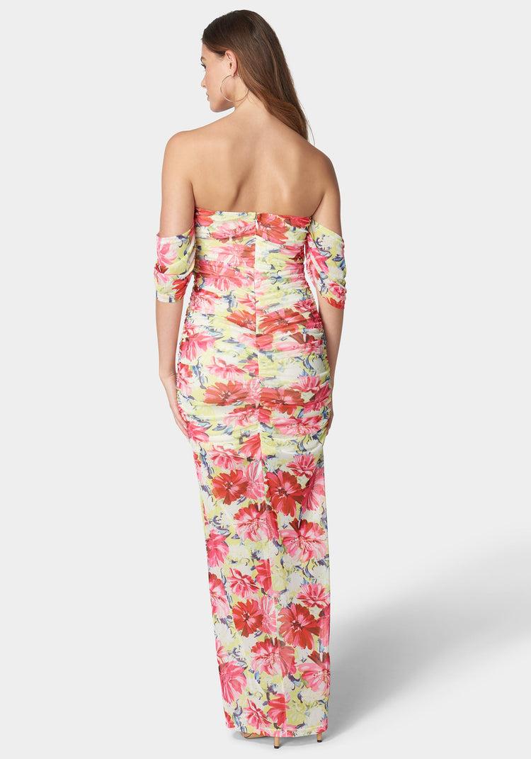 Bebe Off Shoulder Mesh Dress