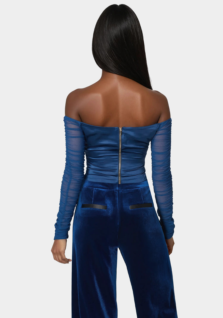 Bebe Off Shoulder Satin Corset