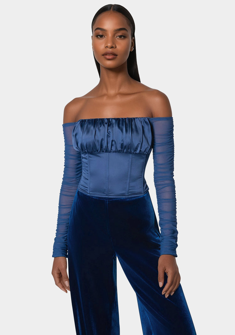 bebe Off Shoulder Satin Corset