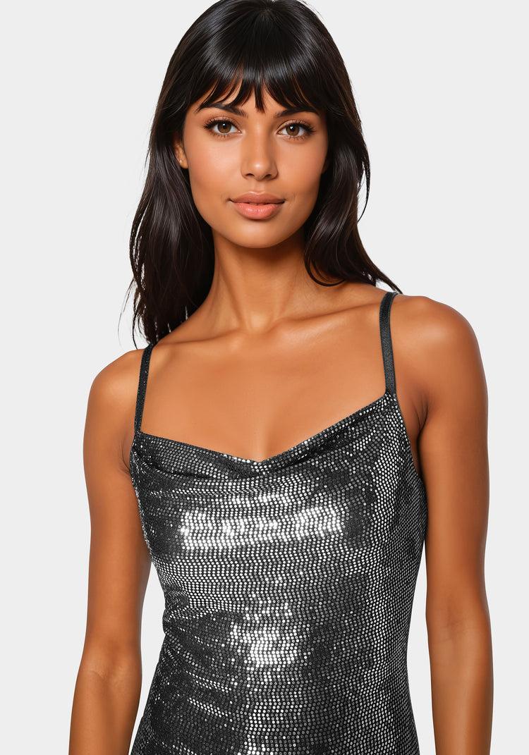 Bebe Ombre Sequin Maxi Slip Dress