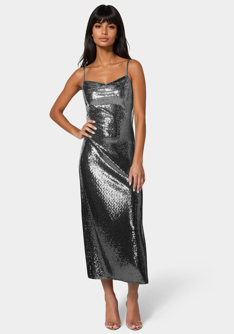 bebe Ombre Sequin Maxi Slip Dress