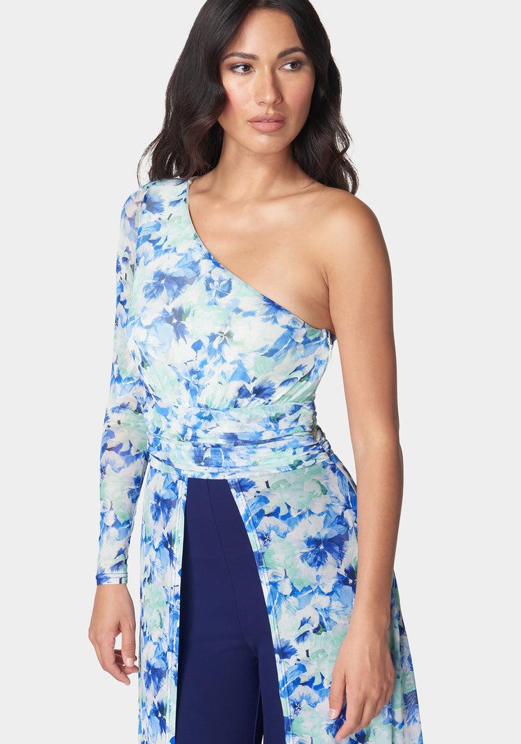 Bebe One Shoulder Mesh Catsuit