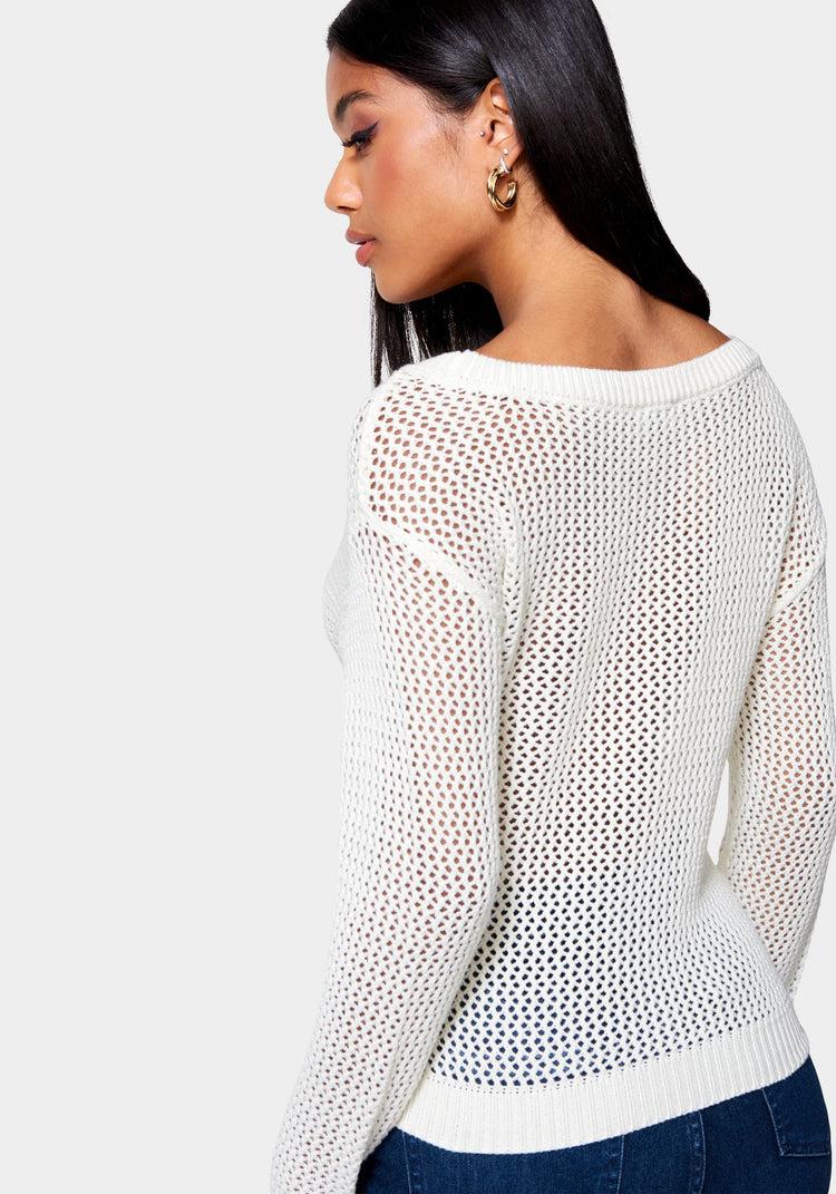 Bebe Open Knit Pocket Detail Sweater