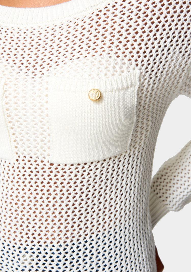 Bebe Open Knit Pocket Detail Sweater