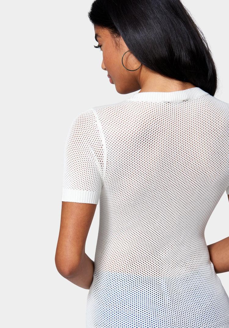 Bebe Open Knit Short Sleeve Sweater