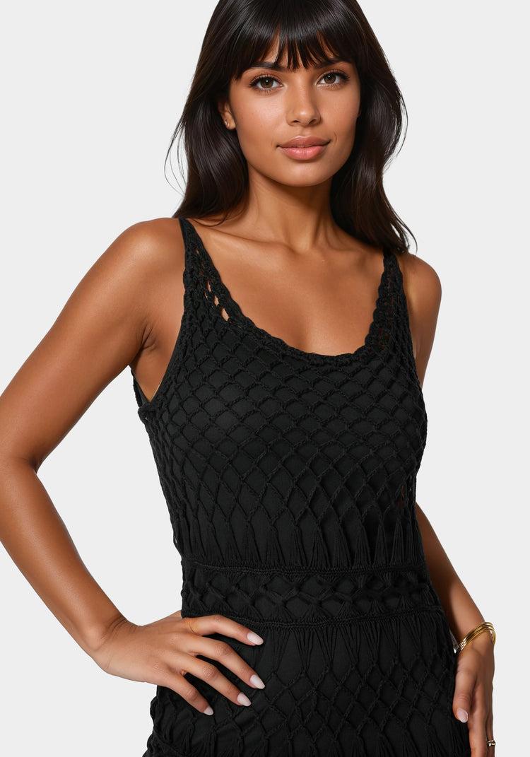 Bebe Openwork Crochet Maxi Dress